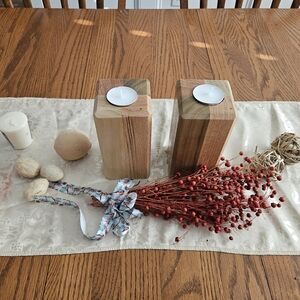 Natural Wood Candle Holders